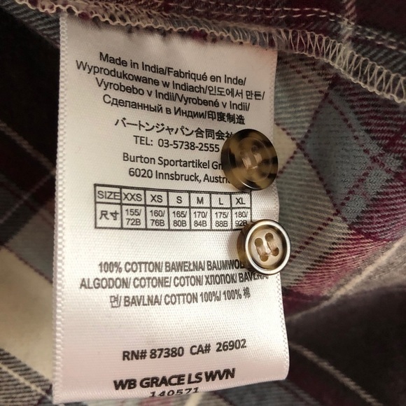 Burton Plaid Button Front Shirt XS - Picture 9 of 11